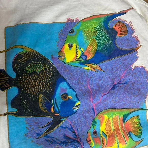 Vintage 1992 Pina Colada Susan Moustaki Fish Casual Resort Beach Dress As Found - Picture 4 of 10